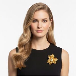 St. John Vintage Gold Leaf Enamel Ladybug Brooch - Lucky Charm Glam! “host pick”